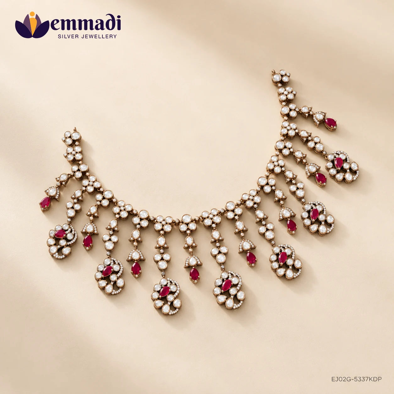 Saanvika Victorian Pink Necklace, view 5