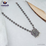 Ambuja Sanskrit: Long Necklace Oxidised Red