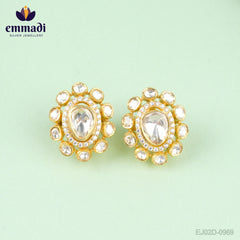 Ariktha Handcrafted Gold Plated Silver Ear Tops/Studs with Moissanite