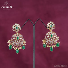 Suman's Victorian Green Hangings: Handcrafted Indian Jewellery with Pure Gold Plating