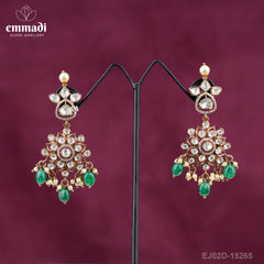 Suman's Victorian Green Hangings: Handcrafted Indian Jewellery with Pure Gold Plating