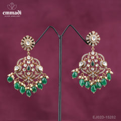 Suman's Victorian Green Hangings: Handcrafted Indian Jewellery with Pure Gold Plating