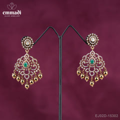 Suman's Victorian Green Hangings: Handcrafted Indian Jewellery with Pure Gold Plating