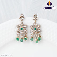 Suman's Victorian Green Hangings: Handcrafted Indian Jewellery with Pure Gold Plating