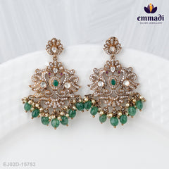 Suman's Victorian Green Hangings: Handcrafted Indian Jewellery with Pure Gold Plating