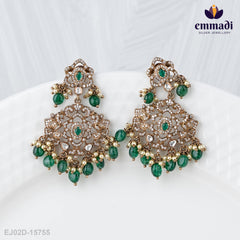 Suman's Victorian Green Hangings: Handcrafted Indian Jewellery with Pure Gold Plating