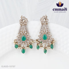 Suman's Victorian Green Hangings: Handcrafted Indian Jewellery with Pure Gold Plating