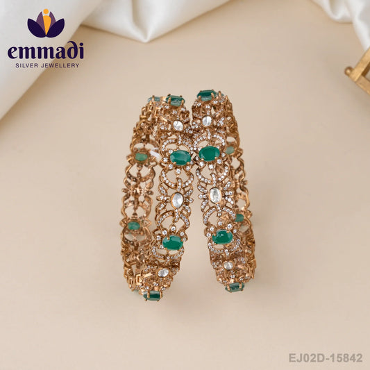 Shreya's Victorian Green Bangles - Handcrafted Indian Jewellery