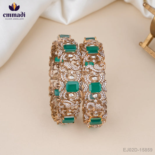 Shreya's Victorian Green Bangles - Handcrafted Indian Jewellery