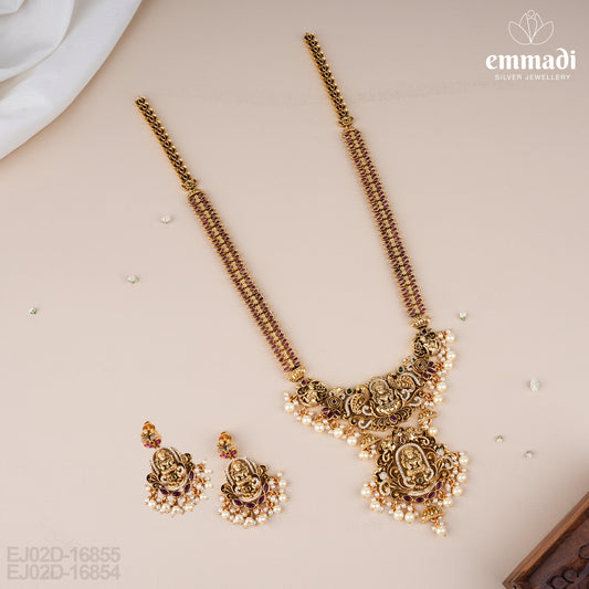 Tanu Premium Antique Long Necklace with Multi Hangings