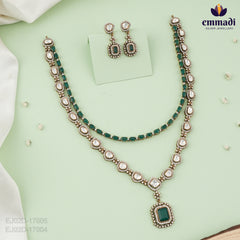 Victorian Green Stone Necklace and Hangings by Santi and Sano