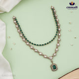 Victorian Green Stone Necklace and Handcrafted Hangings by Sanjna and Saniya