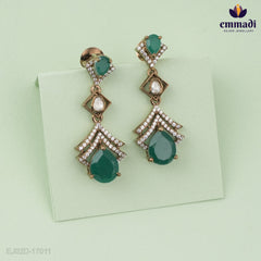 Sangita Victorian Green Hanging Earrings