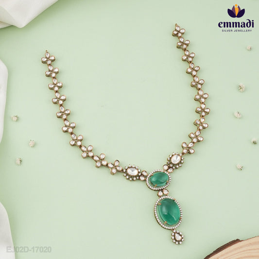 Sameena Victorian Green Stone Necklace and Hangings