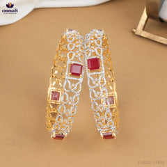 Sheela's Premium Red CZ Bangles