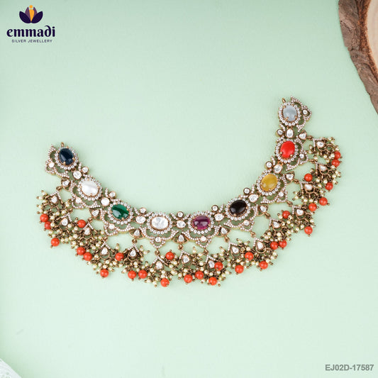 Sitara Exquisite Multi-Colored Victorian Necklace and Elegant Hangings