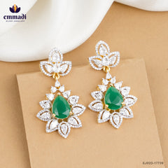 AMUDHA Elegance: Green Premium CZ Hangings