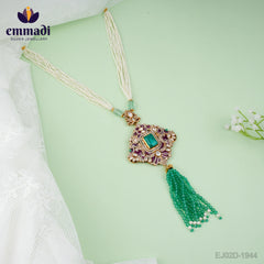 Rani's Victorian Green Long Necklace: Handcrafted Indian Jewellery Collection