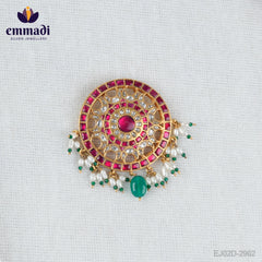 Ayushea 1. Omkar Handcrafted Pendant Kundan Red