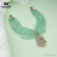 Rani's Victorian Green Long Necklace: Handcrafted Indian Jewellery Collection