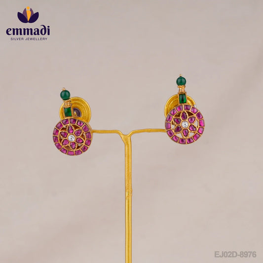 Rajshri Jewels: Kundan Multi Ear Tops/ Studs Handcrafted with Pure Gold Plating and Pure 92.5 Silver