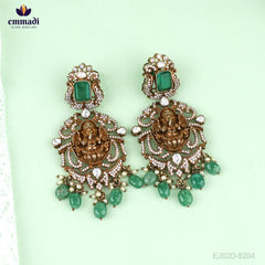 Bahnnisikha Hangings Victorian Green: Handcrafted with Pure Gold Plating 92.5 Silver