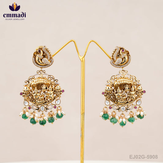 Shubhika's Premium Antique Red Hangings: Handcrafted Pure Gold Plating 92.5 Silver
