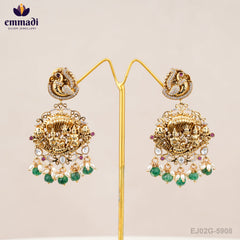 Shubhika's Premium Antique Red Hangings: Handcrafted Pure Gold Plating 92.5 Silver