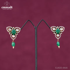 Naina's Rajasthani Jewels - Victorian Green Studs Collection
