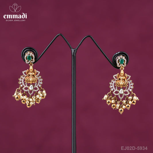 Suman's Victorian Green Hangings: Handcrafted Indian Jewellery with Pure Gold Plating