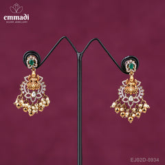 Suman's Victorian Green Hangings: Handcrafted Indian Jewellery with Pure Gold Plating