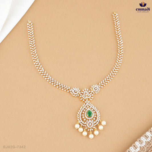 Dhanvi Elegant CZ Necklace and HRIDAYA Premium CZ Hangings