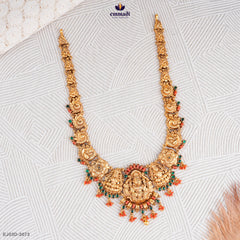 GAJRA Exquisite Green Nakshi Long Necklace