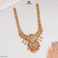 GANDHINI Exquisite Multi-Color Nakshi Long Necklace