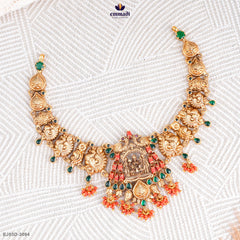GARATI Enchanting Green Nakshi Necklace