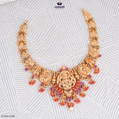 GESHNA Exquisite Pink Nakshi Necklace