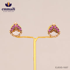 Shalaka Kundan Pink Studs