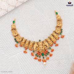Sna Pagadam: Elegant Green Nakshi Necklace