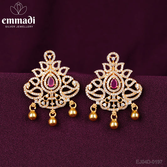 Arjana Hamsa: Handcrafted with Pure Gold Plating 92.5 silver made by Emmadi Jewellers but not for daily use - Hangings CZ Pink