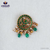 Arka Gopala Pendant Kundan Green: Exquisite handcrafted pendant made with pure gold plating on 92.5 silver by Emmadi Jewellers, not suitable for daily wear.