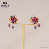Rajshri Jewels: Kundan Multi Ear Tops/ Studs Handcrafted with Pure Gold Plating and Pure 92.5 Silver