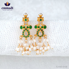 Ashmita Ashwini Hangings Guttapusalu Green: Exquisite handcrafted earrings