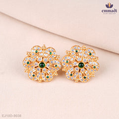 Ojaswini Emerald Elegance: Stunning Green Studs