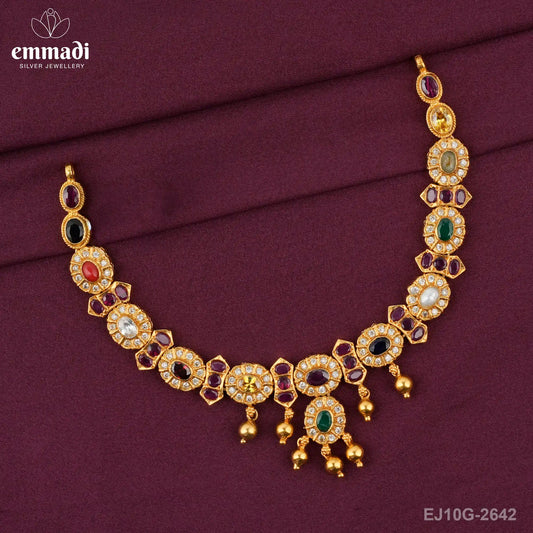 Kanakalata Stone Navrathan Necklace