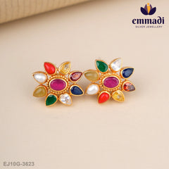 Yakshathra Stone Navrathan Studs