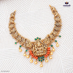 INBAVALLI Exquisite Green Nakshi Necklace