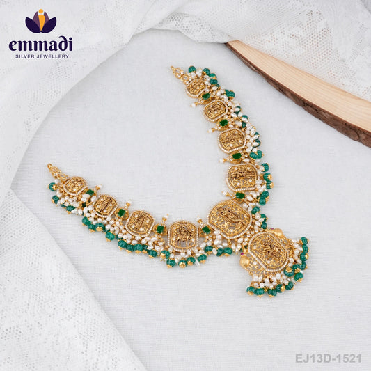 Dashavathaaram Green Long Necklace - Indian Handcrafted Jewellery