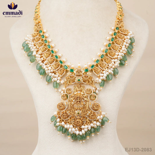 Tanmayee Guttapusalu Multi Long Necklace and Darminee Nakshi Hangings Set