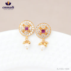 Bhuvi Stone Pink Studs