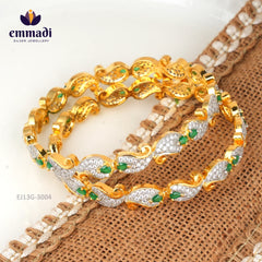 Ajooni Premium Cz Green Bangles